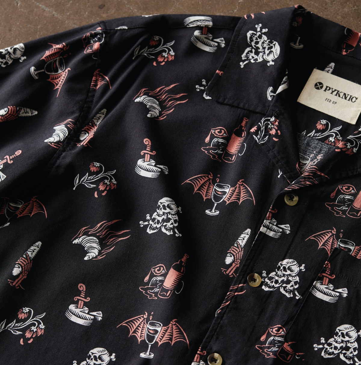 Pyknic Spooky Wine Button Down