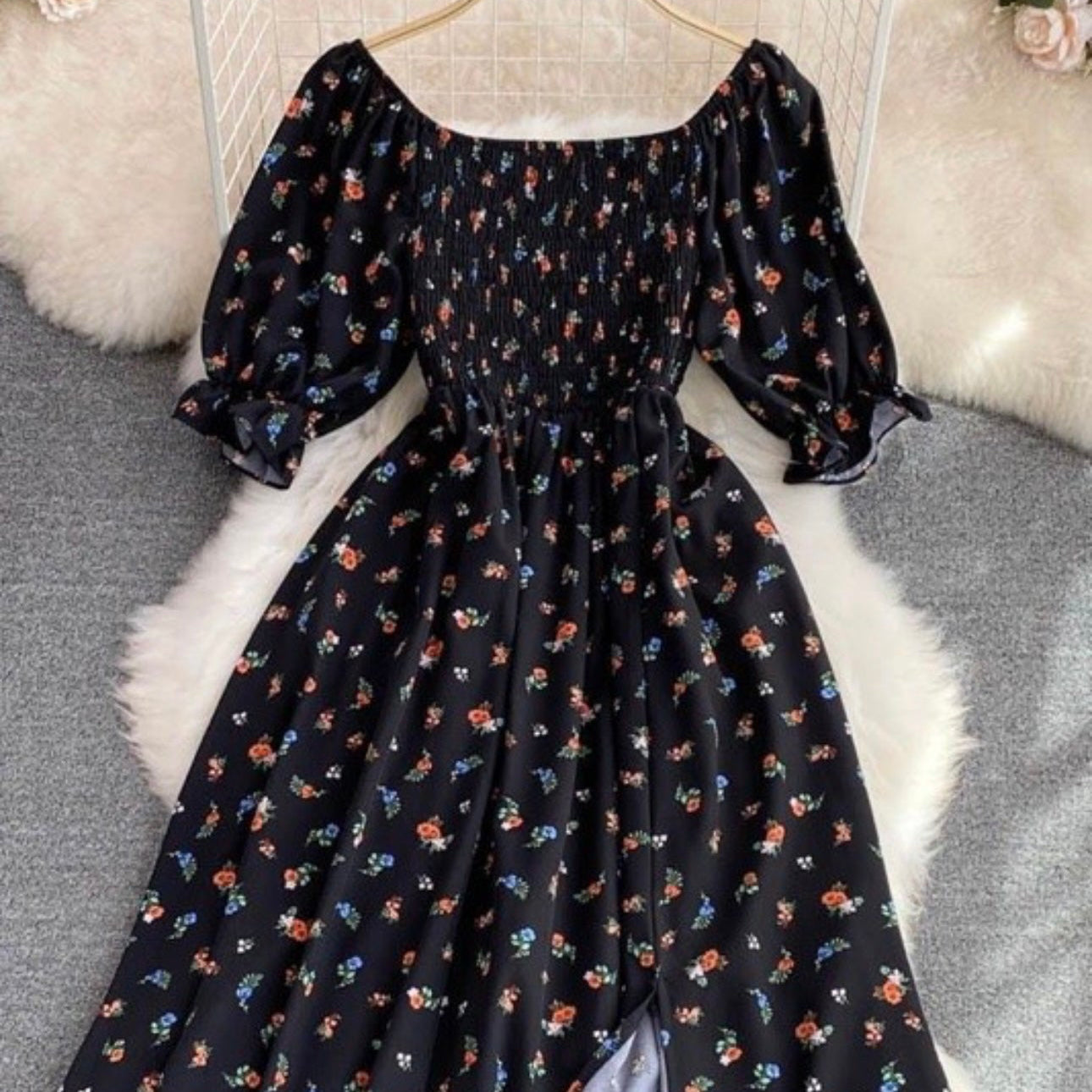 Floral Smocked Midi Dress