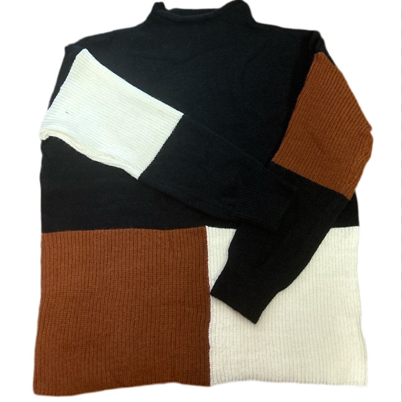 Mock Neck Block Sweater