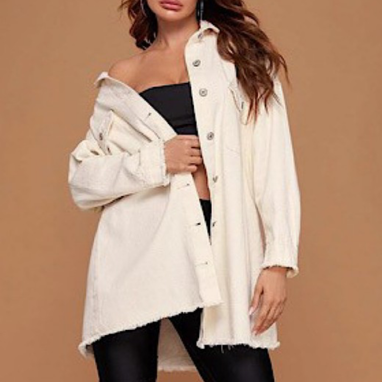 Ivory Oversized Denim Jacket