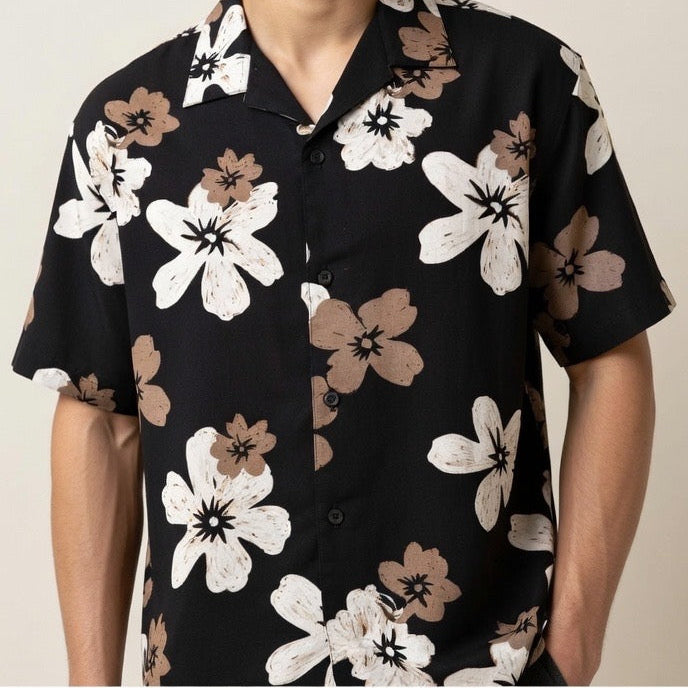 Brown Floral Button Down