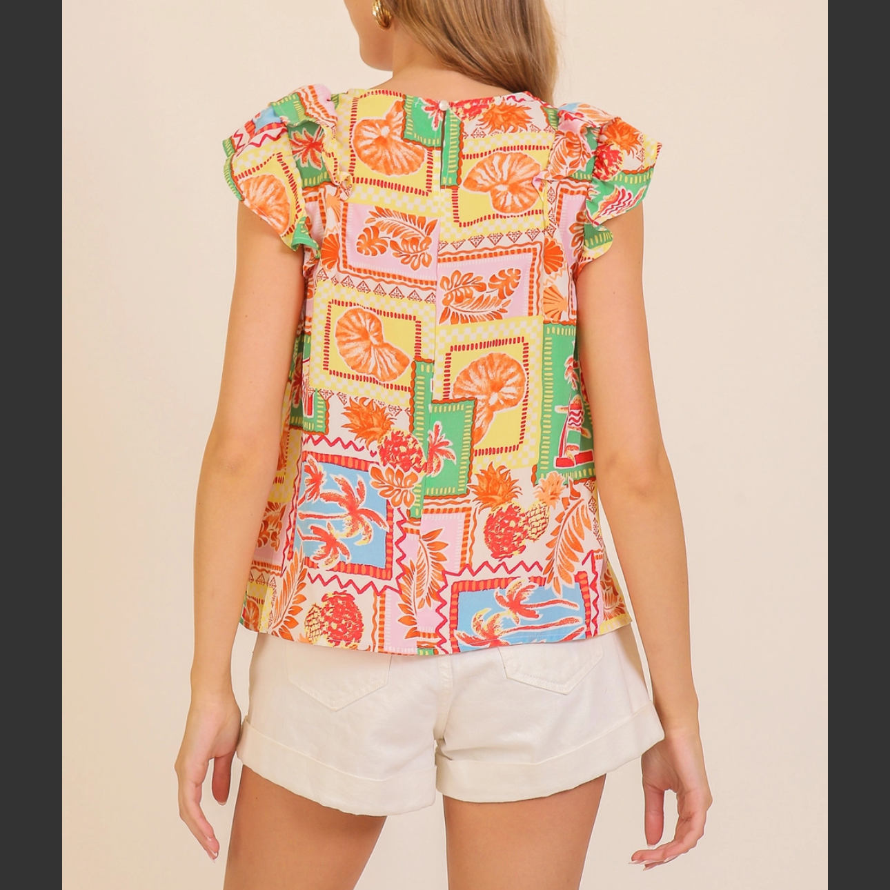Tropical Ruffle Top