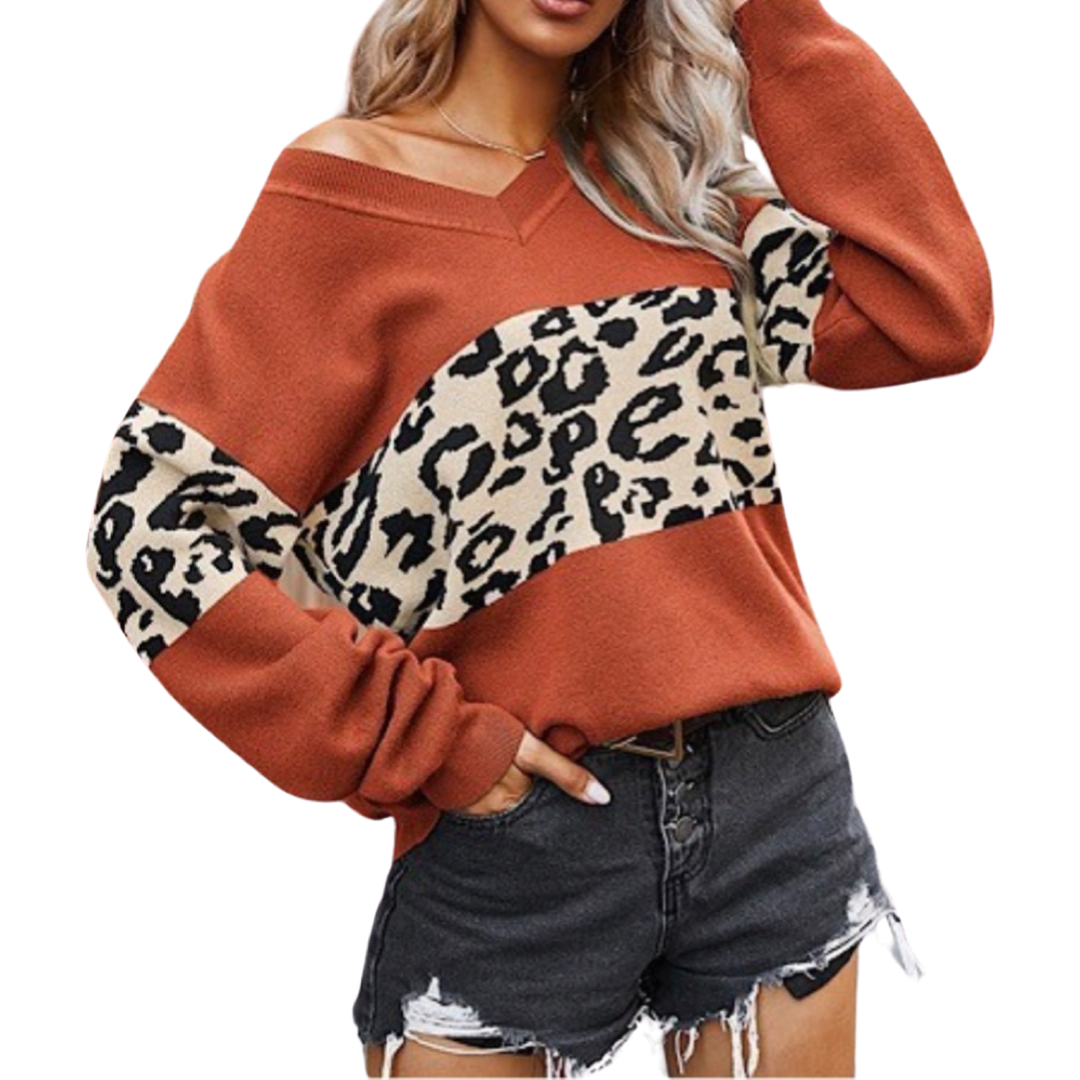 Leopard Block Sweater