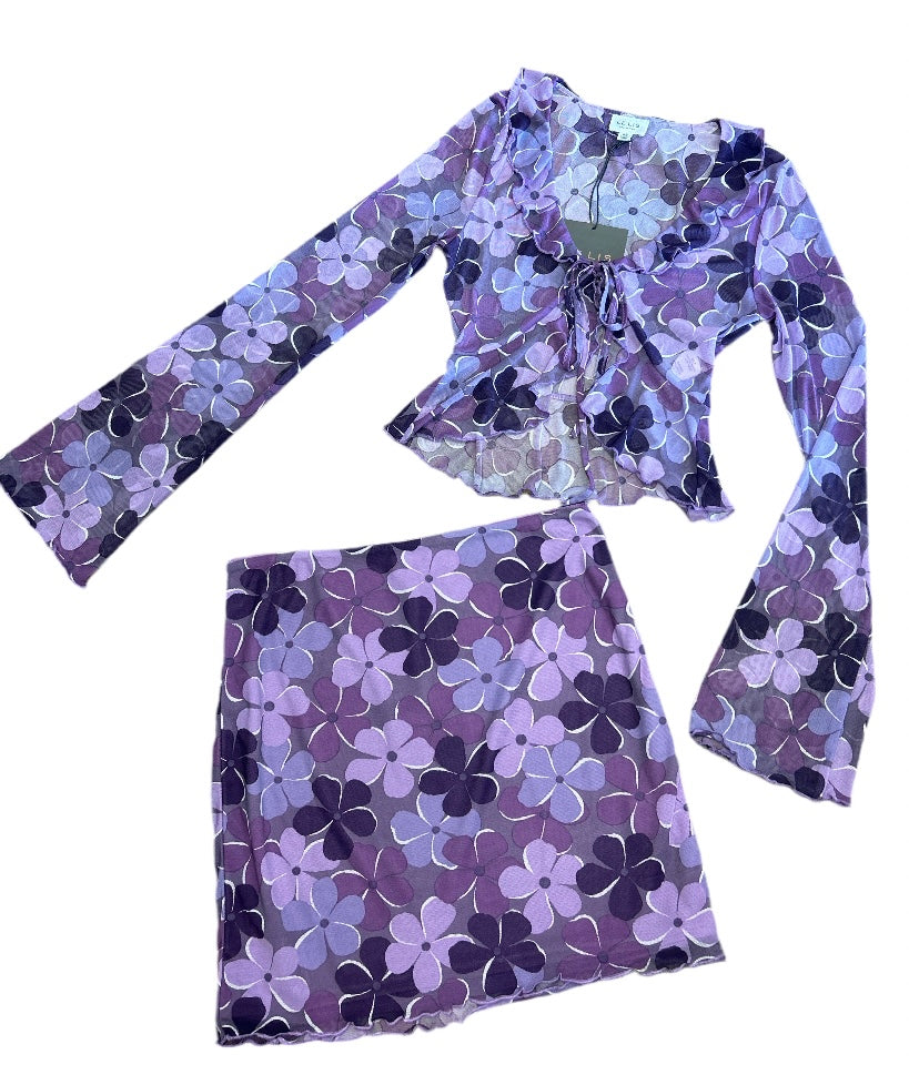 Purple Floral Mini Skirt