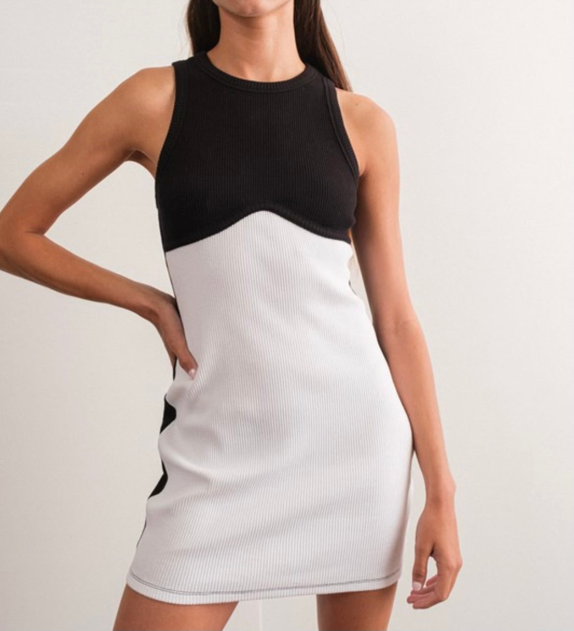 Black and White Color Block Dress