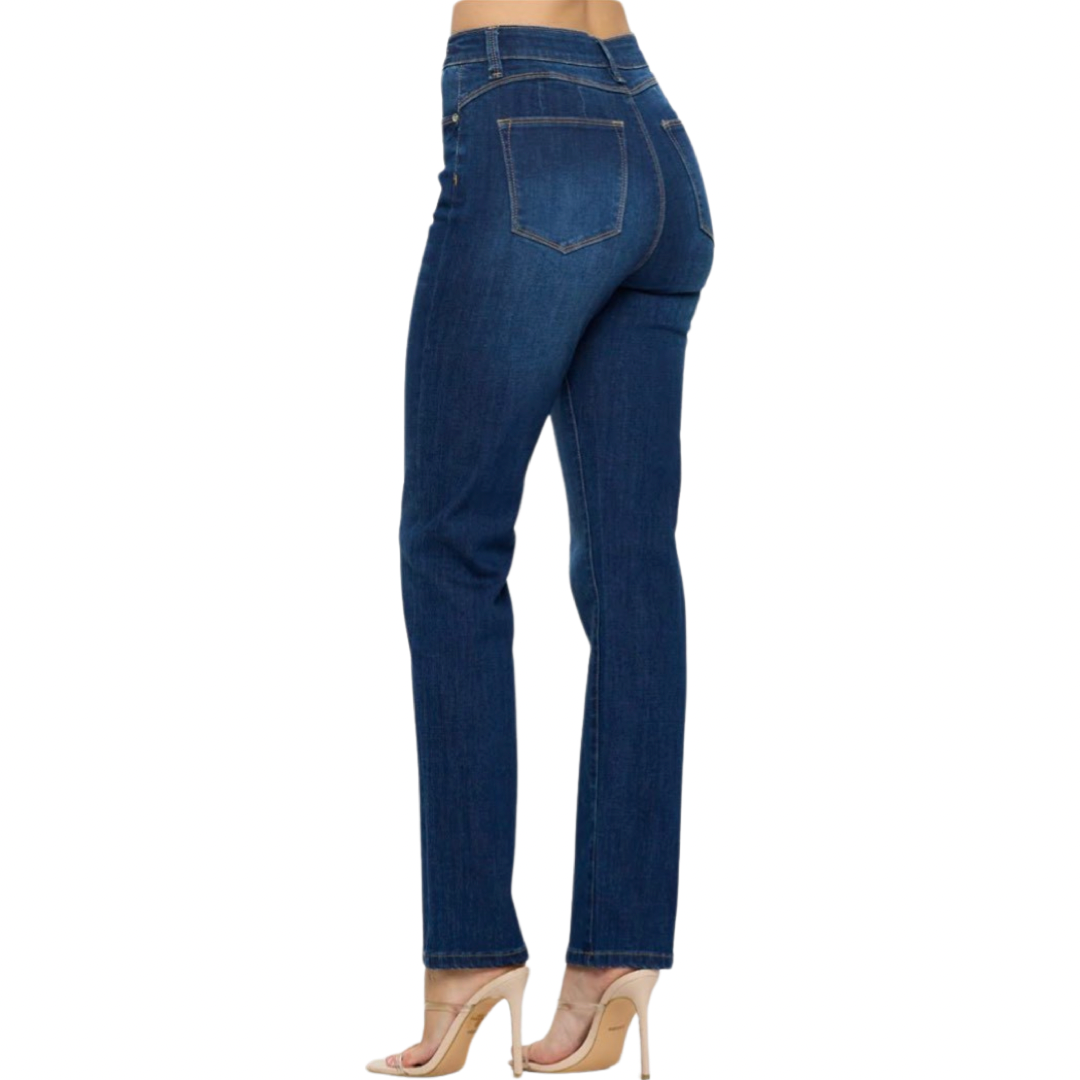 High Rise Slim Straight Dark Jeans