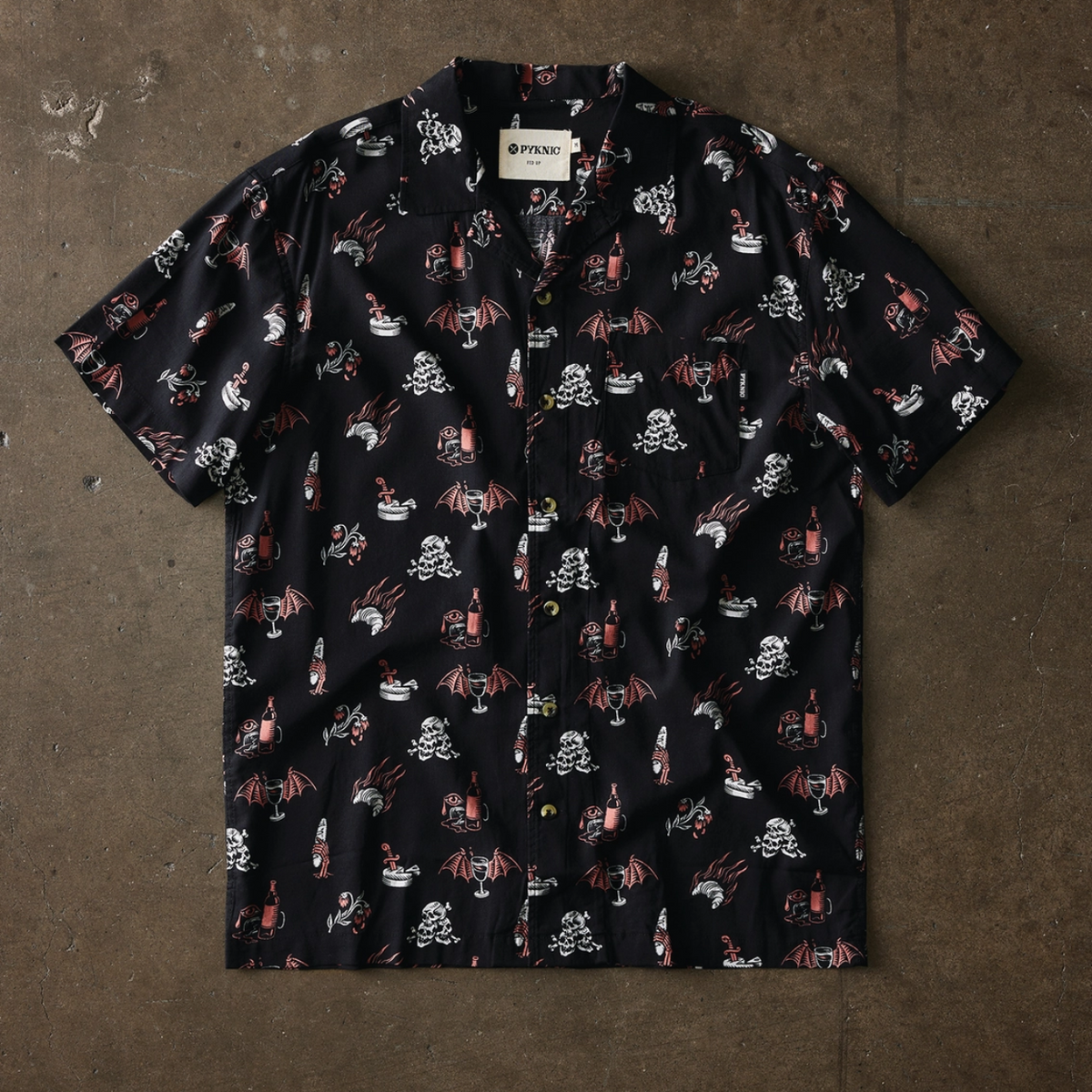Pyknic Spooky Wine Button Down