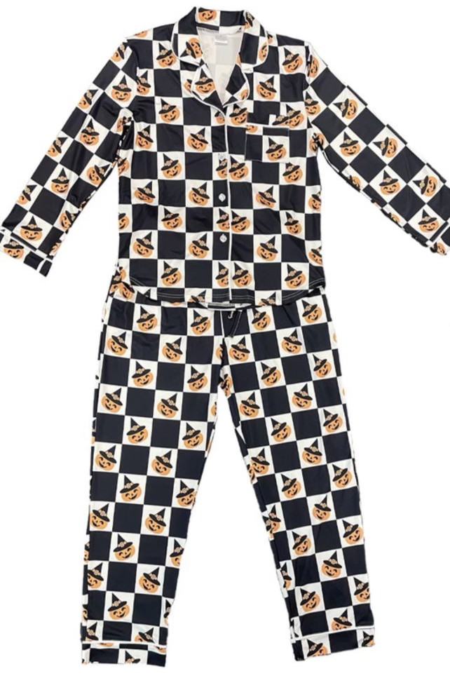 Checkered Pumpkin PJ Set