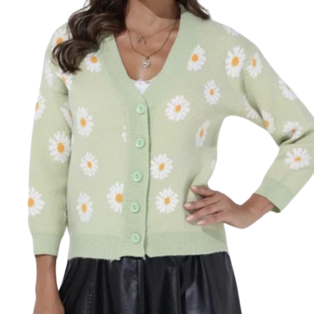 Green Daisy Cardigan