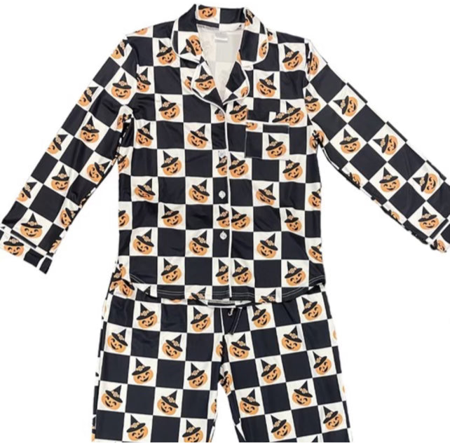 Checkered Pumpkin PJ Set