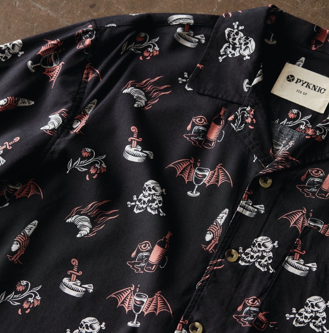 Pyknic Spooky Wine Button Down