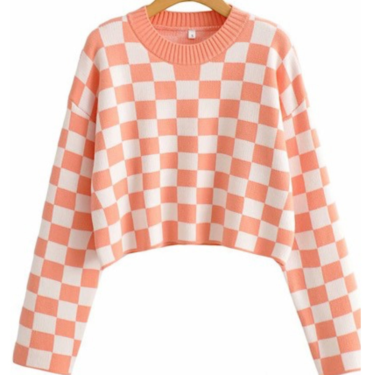 Checkered Crop Sweater
