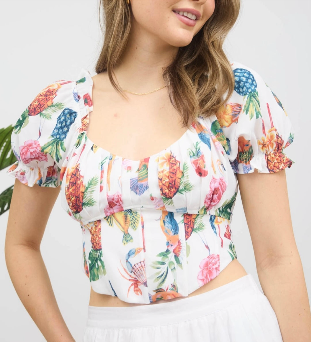 White Corset Crop Top