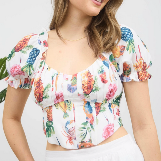 White Corset Crop Top