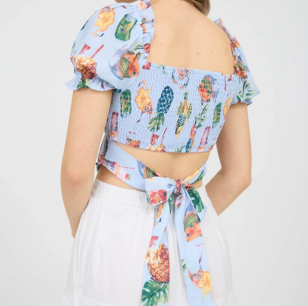 Blue Corset Crop Top