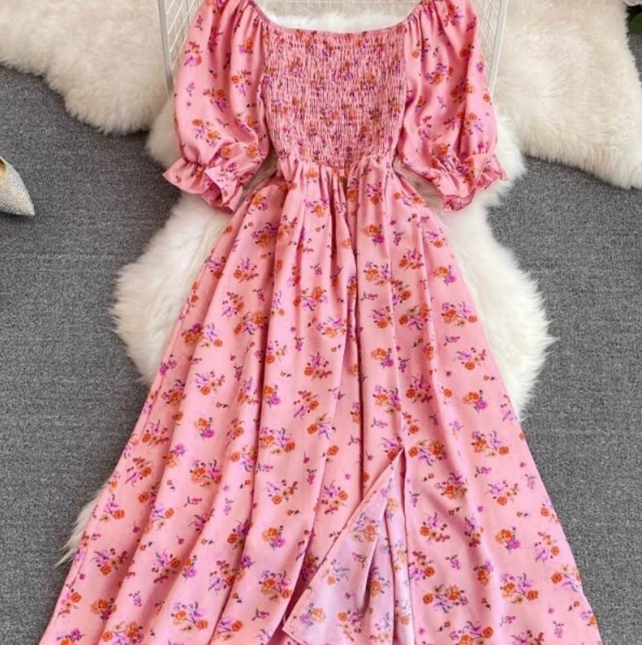 Floral Smocked Midi Dress