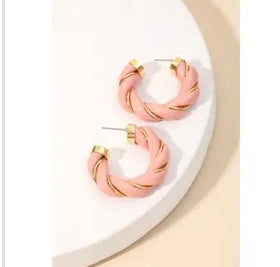 Pink/Gold Twist Hoop