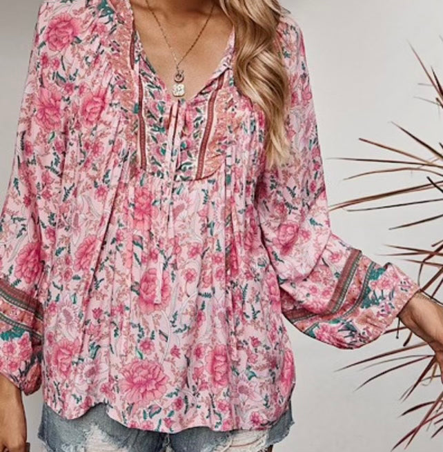 Boho Blouse (Pink)