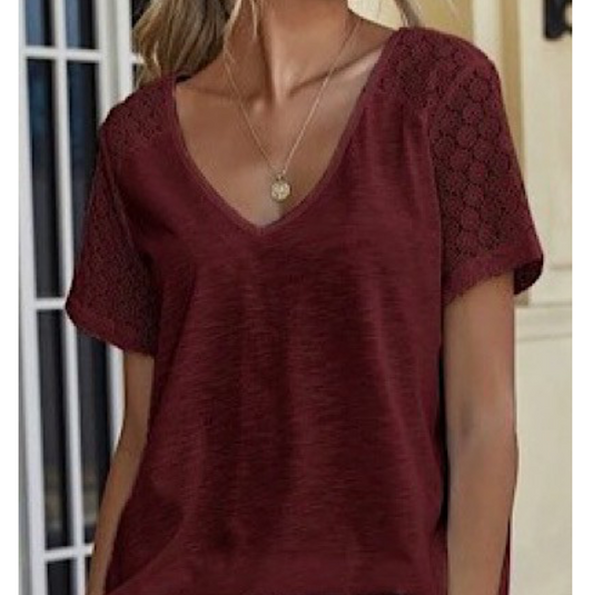Merlot Lace Sleeve Top