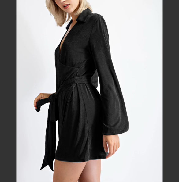 Wrap Long Sleeve Mini Dress