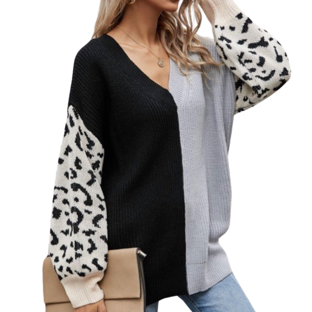 Cheetah Block Sweater