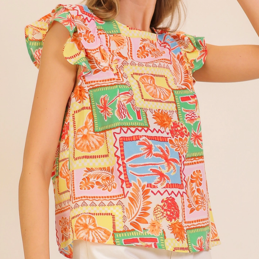 Tropical Ruffle Top