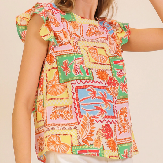 Tropical Ruffle Top