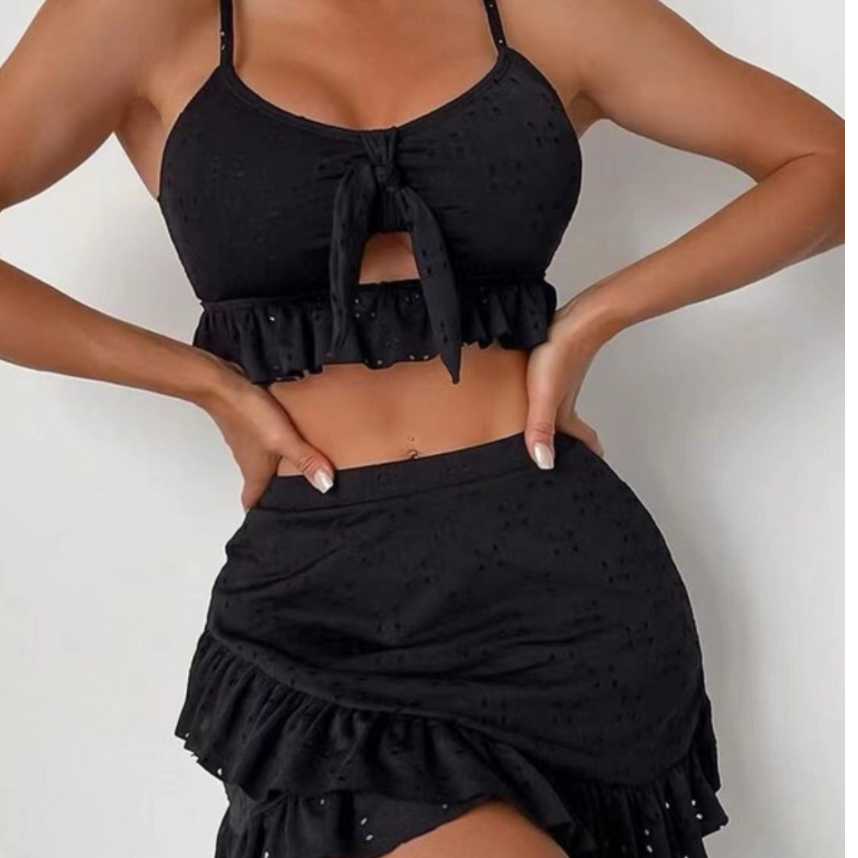3 Piece Eyelet Swimsuit