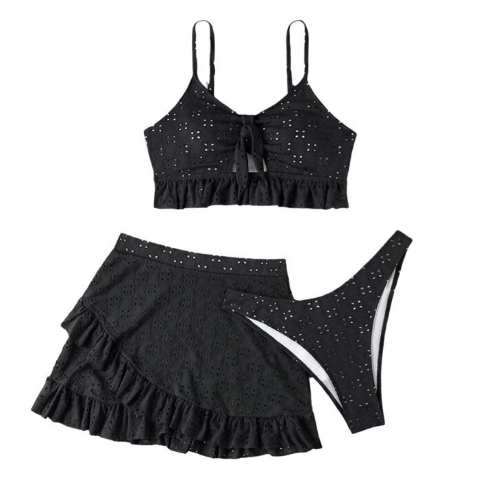 3 Piece Eyelet Swimsuit