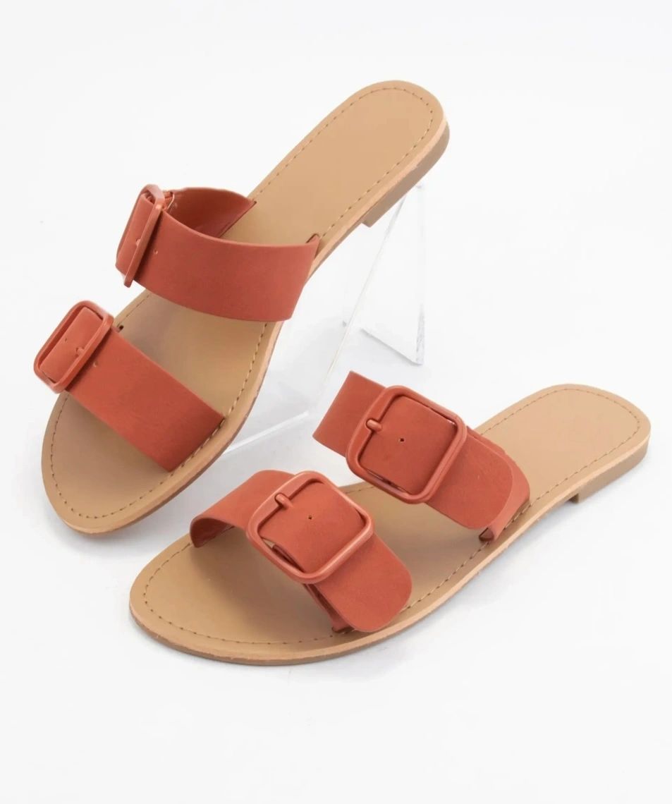 Orange Buckle Sandals